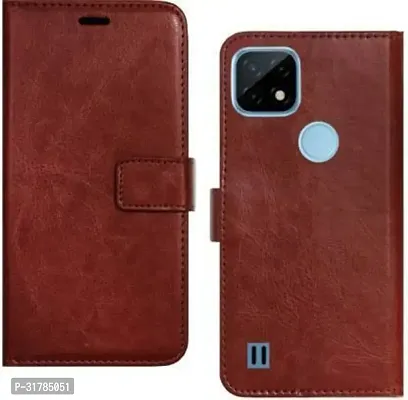 Flip Cover Compatible for Realme C25Y Brown-thumb0