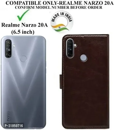 Gladly Flip Cover Compatible for Realme Narzo 20A Back Cover Soft Silicon Tpu Flip Cover Brown-thumb2