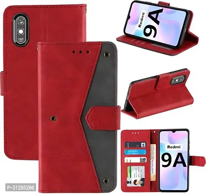 Flip Cover Compatible for Mi Redmi 9i cover Mi Redmi 9i Activ Flip Cover Redmi 9i Back cover Redmi 9i mobile cover Mi Redmi 9i Sport flip cover Redmi 9i sport back cover Redmi 9i mobile flip cover Redmi 9i designer cover Executive Red, Magnetic Closure