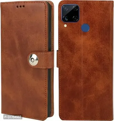 Flip Cover Compatible for Realme C15 Brown