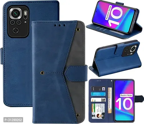 Flip Cover Compatible for Mi Redmi Note 10 Flip Cover Redmi Note 10 Back cover Mi Redmi Note 10s Flip Cover Redmi Note 10 mobile back cover Xiaomi Redmi Note 10 Flip Cover Executive Blue, Magnetic Closure-thumb4