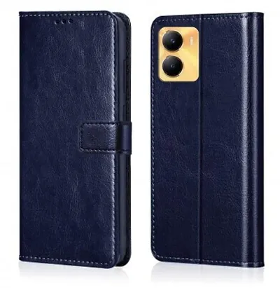 Gladly Flip Cover Compatible for Vivo Y56 5G Back Cover Soft Silicon Tpu Flip Cover Navy Blue