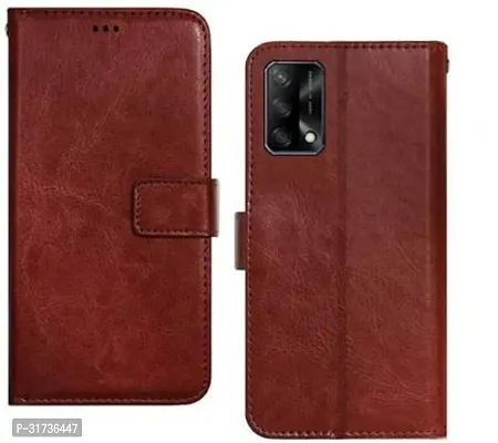 Gladly Flip Cover Compatible for  Oppo F19 Flip Cover Oppo F19s Brown