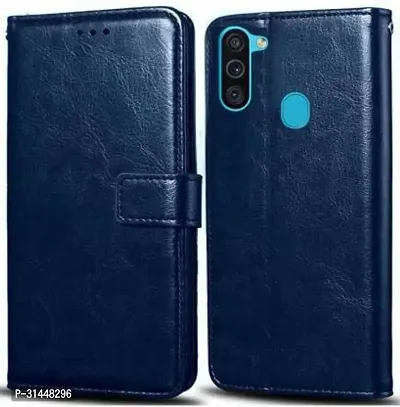 Gladly Flip Cover Compatible for Samsung Galaxy M11 Mobile Flip Cover With TPU Silicon Cover Blue