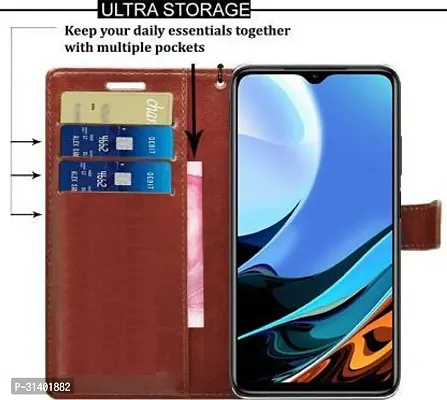 Flip Cover Compatible for Mi Redmi 9 Power Flip Cover Stylish Girls Cover Boys Designer Cover Brown-thumb5