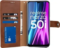 Gladly Flip Cover Compatible for Realme Narzo 50i Back Cover Soft Silicon Tpu Flip Cover Brown-thumb4