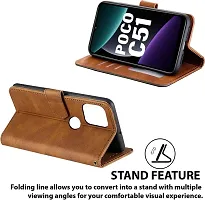 Gladly Flip Cover Compatible for POCO C51|MZB0EVCIN|MZB0EVBIN|MZB0F8WIN|MZB0DXKIN|MZB0F8VIN|MZB0E6DIN Back Cover Soft Silicon Tpu Flip Cover Executive Brown, Magnetic Closure-thumb2