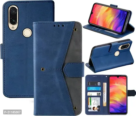 Flip Cover Compatible for Mi Note 7 back cover Mi Note 7 mobile cover Mi Note 7 Stylish cover Note 7 girls stylish cover Note 7 mobile back cover Note 7 flip cover Executive Blue, Magnetic Closure-thumb0