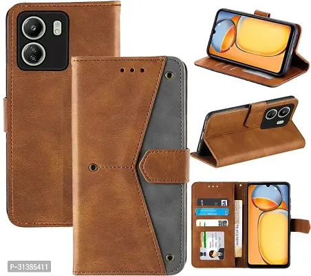 Flip Cover Compatible for Mi Redmi 13C Flip Cover Redmi 13C Back cover Mi Redmi 13C 4G/ Flip Cover Redmi 13C mobile back cover Xiaomi Redmi 13C Flip Cover Executive Brown, Magnetic Closure-thumb4