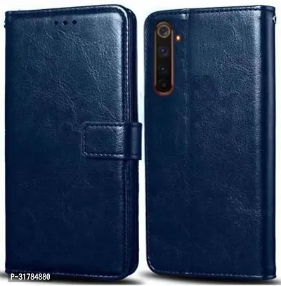 Gladly Flip Cover Compatible for Realme 6 Pro Back Cover Soft Silicon Tpu Flip Cover Blue