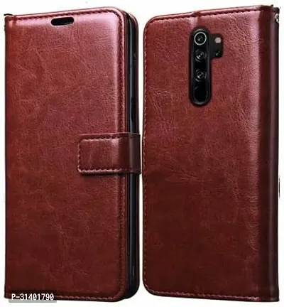 Flip Cover Compatible for Mi Redmi Note 8 Pro Flip Cover Stylish Girls Cover Boys Designer Cover Brown-thumb0