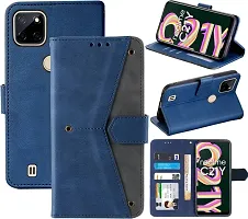 Stylish Flip Cover Compatible for Realme C21Y Cover Executive Blue, Magnetic Closure-thumb3