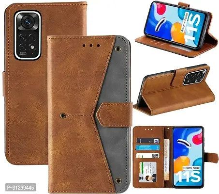 Flip Cover Compatible for Mi Redmi Note 11S Flip Cover Redmi Note 11T Back cover Mi Redmi Note 11 4G Flip Cover Redmi Note 11T mobile back cover XiaoMi Redmi Note 11S Flip Cover Executive Brown, Magnetic Closure