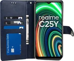 Flip Cover Compatible for Realme C25Y Blue-thumb4