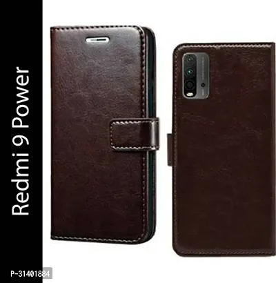 Flip Cover Compatible for Mi Redmi 9 Power Flip Cover Stylish Girls Cover Boys Designer Cover Brown-thumb0