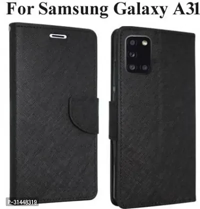 Gladly Flip Cover Compatible for Samsung Galaxy A31 Mobile Flip Cover With TPU Silicon Cover Black-thumb0