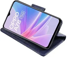 Gladly Flip Cover Compatible for Oppo A78 5G::Oppo A58 5G Back Cover Soft Silicon Tpu Flip Cover Navy Blue-thumb2