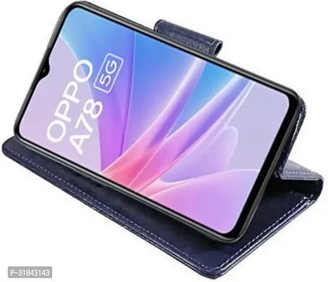 Gladly Flip Cover Compatible for Oppo A78 5G::Oppo A58 5G Back Cover Soft Silicon Tpu Flip Cover Navy Blue-thumb3