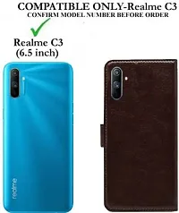 Gladly Flip Cover Compatible for Realme C3 Back Cover Soft Silicon Tpu Flip Cover Brown-thumb1