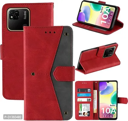 Flip Cover Compatible for Mi Redmi 10A Flip Cover Redmi 10A Back cover Redmi 9C Flip Cover Redmi 10A mobile back cover Xiaomi Redmi 10A Flip Cover Executive Red, Magnetic Closure-thumb4