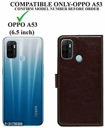 Gladly Flip Cover Compatible for  Oppo A53 Flip Cover Oppo A53 2020 Brown-thumb2