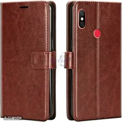 Flip Cover Compatible for Mi Redmi Note 6 Pro Flip Cover Stylish Girls Cover Boys Designer Cover Brown-thumb0