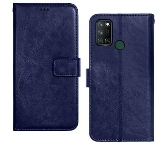 Gladly Flip Cover Compatible for Realme 7i Back Cover Soft Silicon Tpu Flip Cover Blue