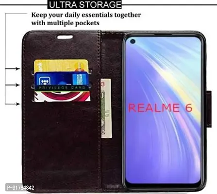 Gladly Flip Cover Compatible for Realme 6 Back Cover Soft Silicon Tpu Flip Cover Brown-thumb5