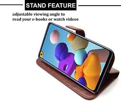 Gladly Flip Cover Compatible for Samsung Galaxy A21s Mobile Flip Cover With TPU Silicon Cover Brown-thumb2