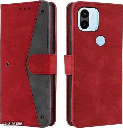 Gladly Flip Cover Compatible for POCO C51|MZB0EVCIN|MZB0EVBIN|MZB0F8WIN|MZB0DXKIN|MZB0F8VIN|MZB0E6DIN Back Cover Soft Silicon Tpu Flip Cover Executive Red, Magnetic Closure-thumb0