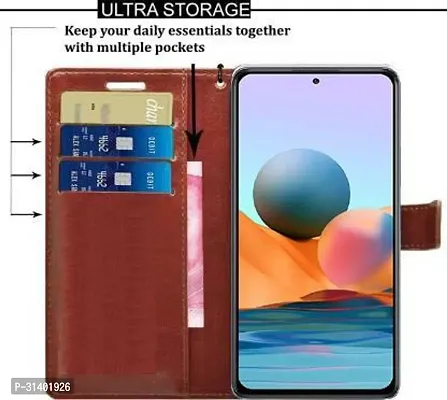 Flip Cover Compatible for Mi Redmi Note 10 pro Mobile Back CoverRedmi Note 10 Pro max Flip Cover Stylish Girls Cover Boys Designer Cover Brown-thumb5