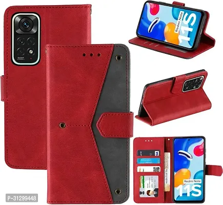 Flip Cover Compatible for Mi Redmi Note 11S Flip Cover Redmi Note 11T Back cover Mi Redmi Note 11 4G Flip Cover Redmi Note 11T mobile back cover XiaoMi Redmi Note 11S Flip Cover Executive Red, Magnetic Closure