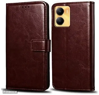 Gladly Flip Cover Compatible for Vivo Y56 5G Back Cover Soft Silicon Tpu Flip Cover Coffee Brown