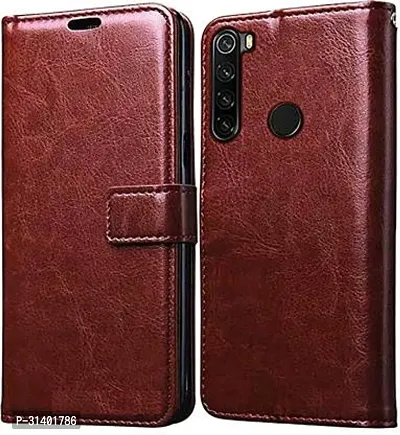 Flip Cover Compatible for Mi Redmi Note 8 Flip Cover Stylish Girls Cover Boys Designer Cover Brown-thumb0