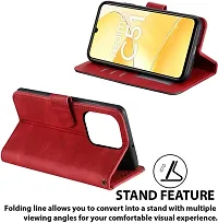 Stylish Flip Cover Compatible for Realme C51 Cover Executive Red, Magnetic Closure-thumb2