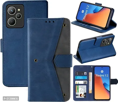 Flip Cover Compatible for Mi Redmi 12 4G Flip Cover Redmi 12 4G Back cover Redmi 12 Flip Cover Redmi 12 4G mobile back cover Xiaomi Redmi 12 4G Flip Cover Executive Blue, Magnetic Closure-thumb4