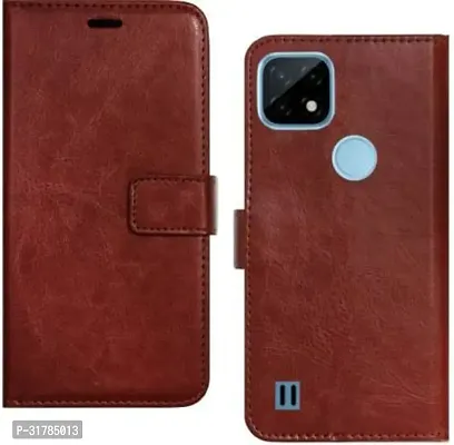 Flip Cover Compatible for Realme C21 Brown