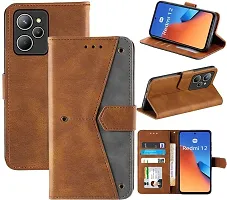 Flip Cover Compatible for Mi Redmi 12 4G Flip Cover Redmi 12 4G Back cover Redmi 12 Flip Cover Redmi 12 4G mobile back cover Xiaomi Redmi 12 4G Flip Cover Executive Brown, Magnetic Closure-thumb3