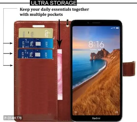 Flip Cover Compatible for Mi Redmi 7A Flip Cover Stylish Girls Cover Boys Designer Cover Brown-thumb4