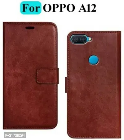 Gladly Flip Cover Compatible for  Oppo A12 Brown-thumb0