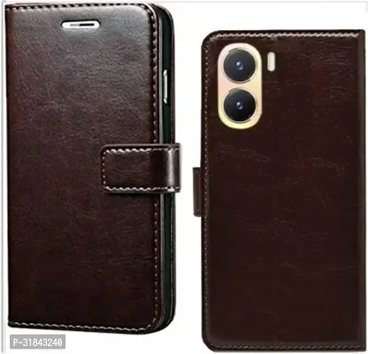 Gladly Flip Cover Compatible for Vivo T2X 5G Back Cover Soft Silicon Tpu Flip Cover Coffee Brown-thumb0