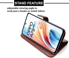 Gladly Flip Cover Compatible for OPPO A79 5G Back Cover Soft Silicon Tpu Flip Cover Cherry Brown-thumb2