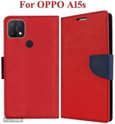 Gladly Flip Cover Compatible for  Oppo A15s Red