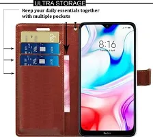 Flip Cover Compatible for Mi Redmi 8 Flip Cover Stylish Girls Cover Boys Designer Cover Brown-thumb3