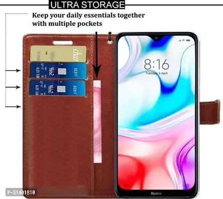 Flip Cover Compatible for Mi Redmi 8 Flip Cover Stylish Girls Cover Boys Designer Cover Brown-thumb4