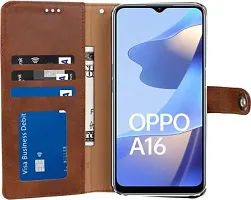 Gladly Flip Cover Compatible for  Oppo A16 Brown-thumb4