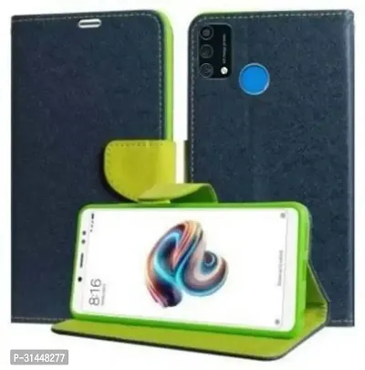 Gladly Flip Cover Compatible for Samsung Galaxy F41 Mobile Flip Cover With TPU Silicon Cover Blue