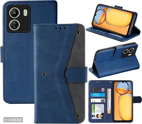 Flip Cover Compatible for Mi Redmi 13C 4G Flip Cover Redmi 13C 4G Back cover Mi Redmi 13C Flip Cover Redmi 13C 4G mobile back cover Xiaomi Redmi 13C 4G Flip Cover Executive Blue, Magnetic Closure-thumb0