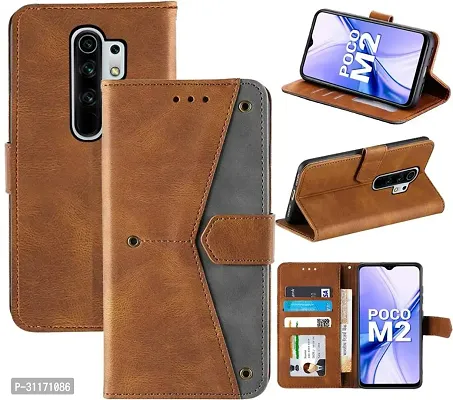 Flip Cover Compatible for Mi Redmi 9 Prime Flip Cover Redmi 9 Prime Back cover POCO M2 Flip Cover Redmi 9 Prime mobile back cover Xiaomi Redmi 9 Prime Flip Cover Executive Brown, Magnetic Closure-thumb4