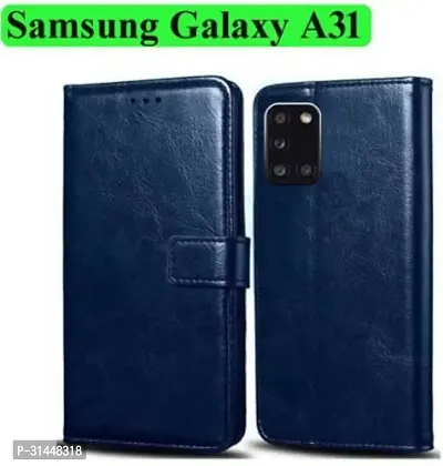 Gladly Flip Cover Compatible for Samsung Galaxy A31 Mobile Flip Cover With TPU Silicon Cover Blue-thumb0